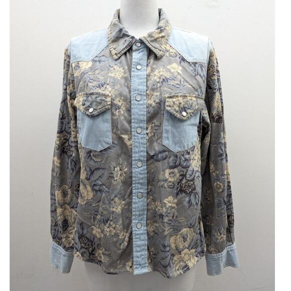 Anthropologie Love The Label Floral Chambray Buttondown - Picture 4 of 13